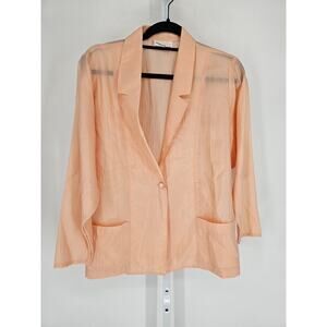 Vintage Philippe Marques Womens Sz 8 100% Silk Blazer Pastel Orange